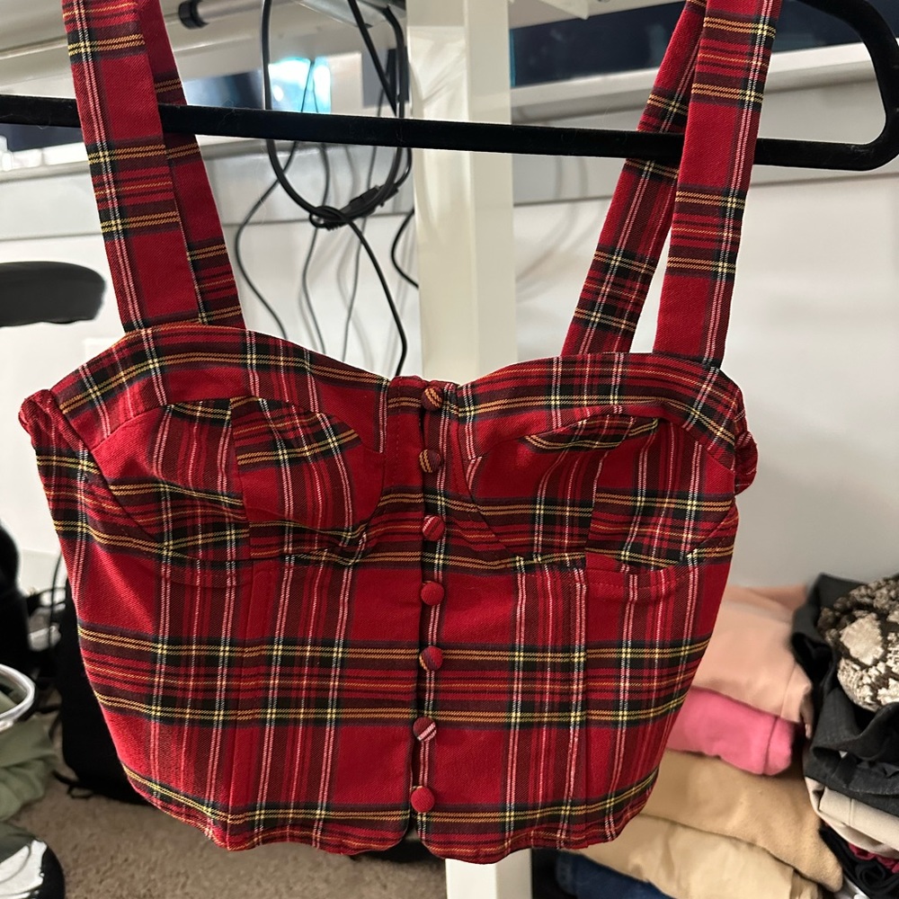 Plaid red forever 21 crop top